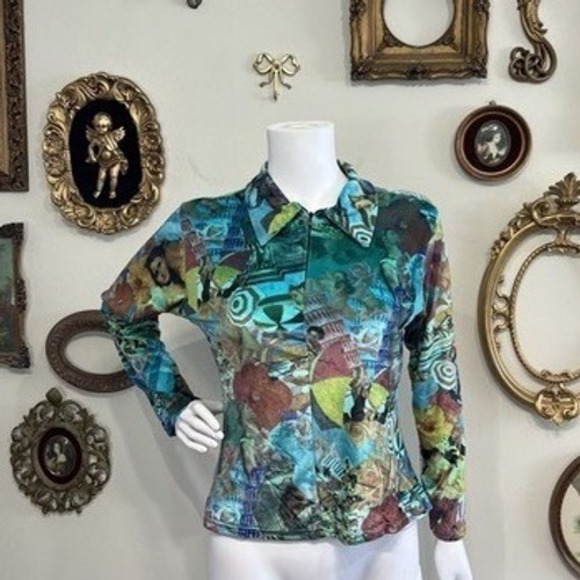Cheryl Creations Tops - Y2k velvet Cheryl Creations Vintage 90s Italian Renaissance Art Zip Up Top Large